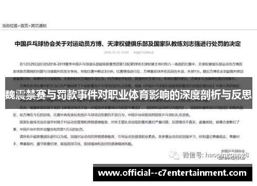 魏震禁赛与罚款事件对职业体育影响的深度剖析与反思 魏震禁赛与罚款事件对职业体育影响的深度剖析与反思